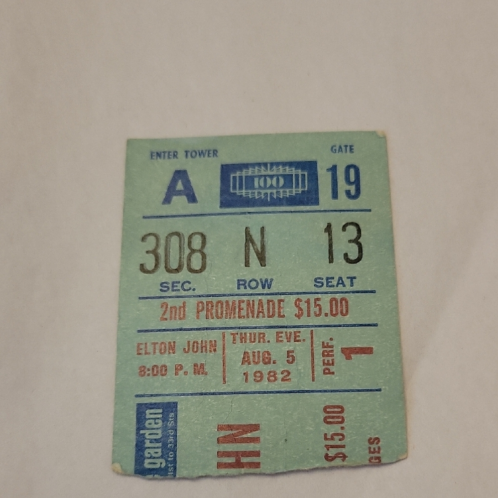 Vintage Concert Ticket Stub